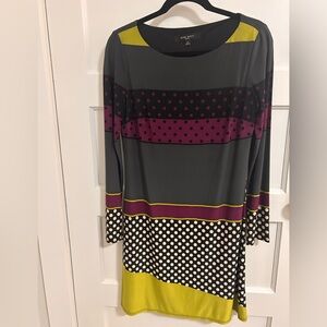 Nine West Multicolor Striped Long Sleeve Dress